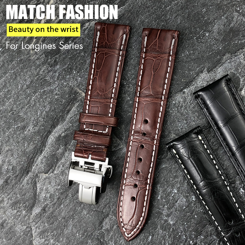Luxury Watch Longines - Luxurious Leather Crocodile Skin 19mm 18mm