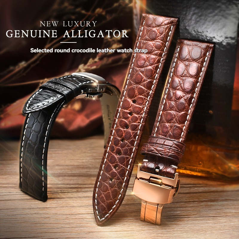 Luxury Watch Longines - Genuine Crocodile Leather Watch Strap for