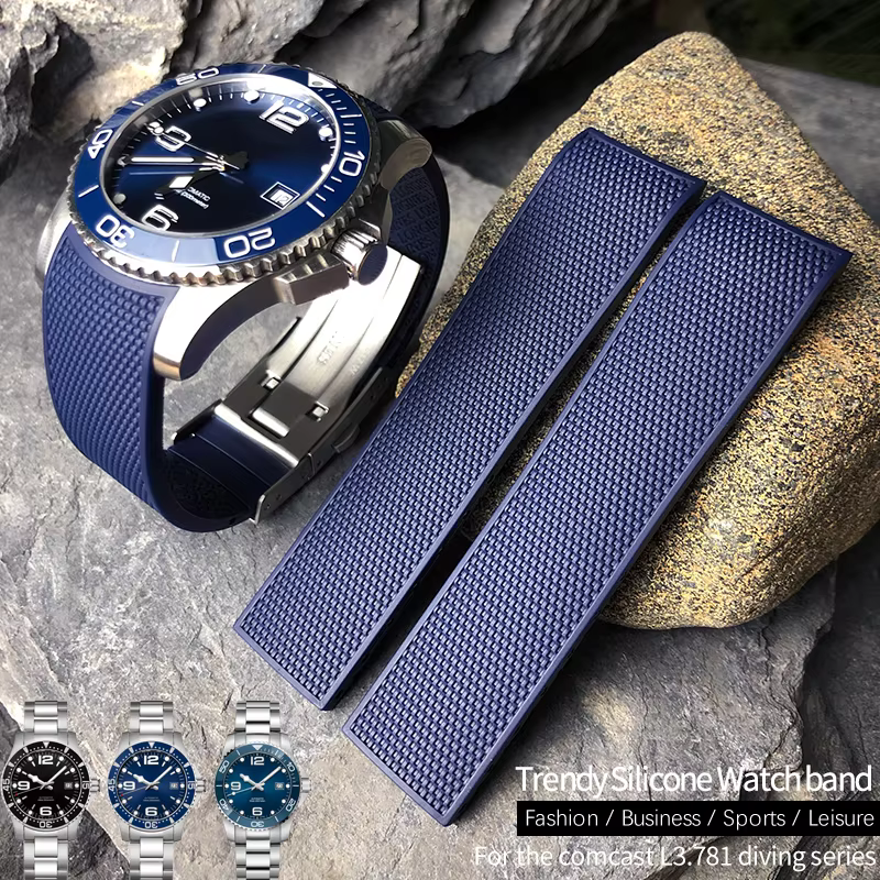 Luxury Watch Longines - High Quality Silicone Fluorous Rubber Watchband