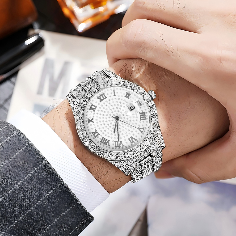 1 Hip-hop Full Diamond Silver  – Luxury Watch Wallpaper recenzja i cena