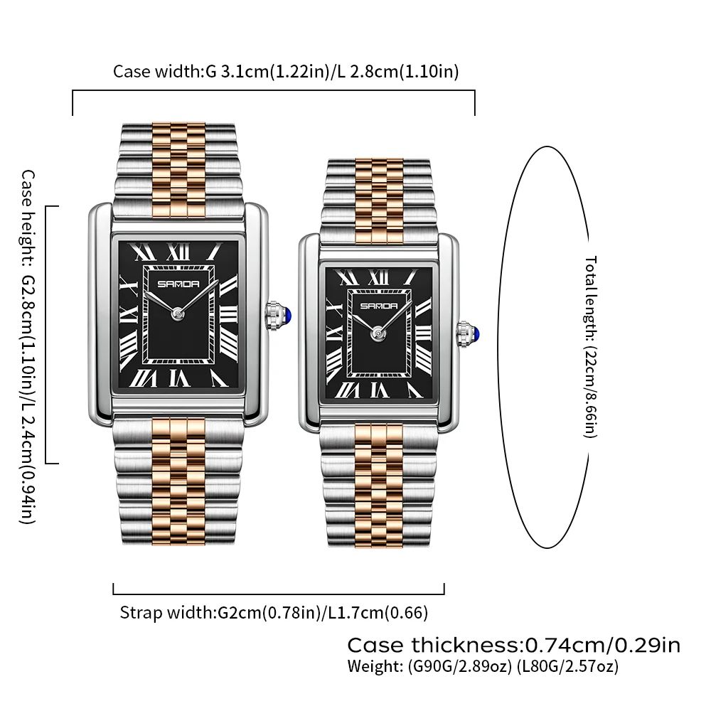 SANDA Couple Tank Quartz Watch – Luxury Watch Cartier recenzja i cena